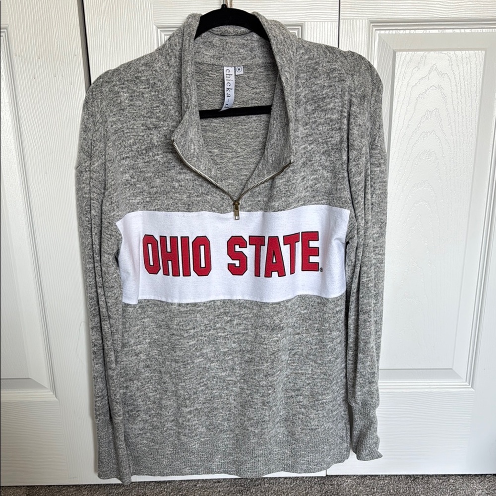 Gray Ohio State Quarter-Zip Pullover